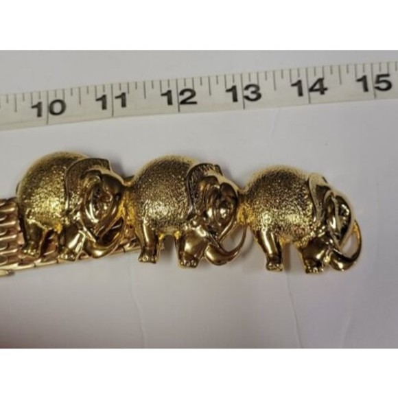 Vintage Accessory Accent NYC Gold Tone Lucky Elephant Scales Flex Belt 1990 main image 3
